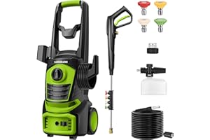 WorkBless Electric Pressure Washer, 1700PSI Max 1.3 GPM Power Washer with 4 Quick Connect Nozzles, 400ml Foam Cannon Electric