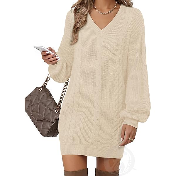 Women Knitted Mini Dress Autumn Winter High Waist Wrap Dresses Women's Long  Sleeve Sweater Dress Apricot S at Amazon Women's Clothing store