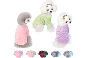 POMIU Dog Sweater, 2 or 3 Pack Dog Sweaters for Small Medium Dogs or Cat, Warm Soft Flannel Pet Clothes for Dogs Girl or Boy, Dog Shirt Coat Jacket (X-Small, Pink+Purple+Light Green)