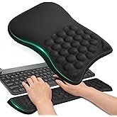 3-in-1 Ergonomic Mouse Pad with Wrist Rest & Keyboard Wrist Rest, Memory Foam Support with Massage Bumps, Anti-Slip Base, Comfort Wrist Support for Relieve Wrist Pain Office, Gaming (Black)