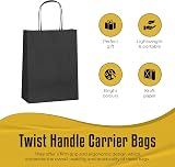 Thepaperbagstore 10 Black Small Paper Party Bags With Handles 18x22x8cm view 3