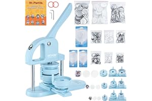 VEVOR Button Maker, 1/1.25/2.28 inch(25/32/58mm) 3-in-1 Pin Maker, 300pcs Button Parts, Ergonomic Arc Handle Punch Press Kit, Button Maker Machine with Panda Magic Book, for Children DIY Gifts, Blue