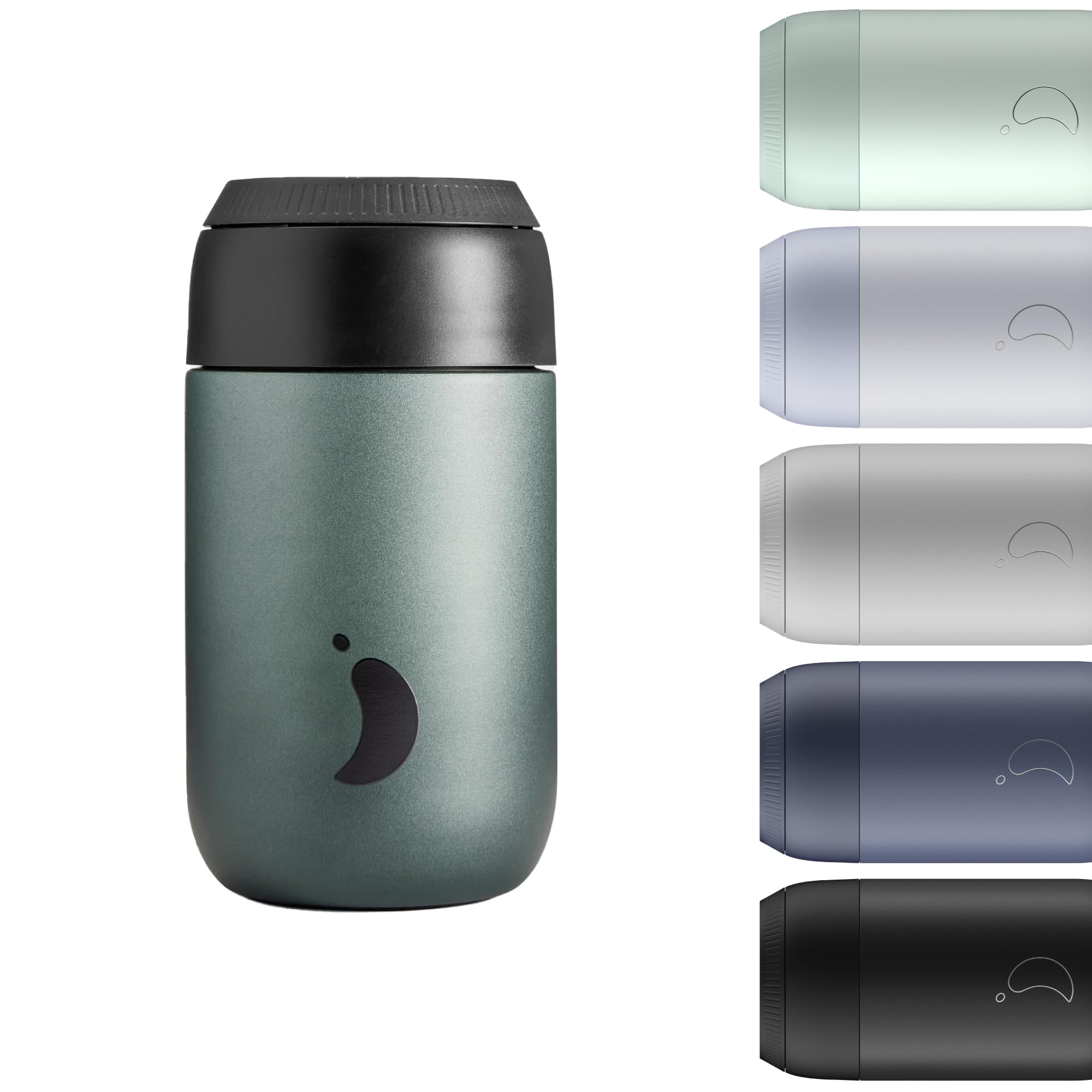 Chilly's Series 2 Coffee Cup - Tight Seal, No Sweating - BPA-Free Stainless Steel - Reusable - Double Walled, Vacuum Insulated - Ombre - Slate, 340ml
