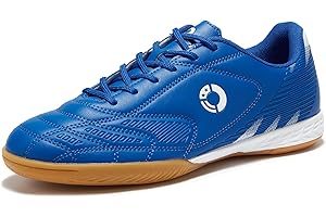 LEOCI Men's Indoor Soccer Cleats Trainer Rubber Futsal Shoes for Athletic Flat Outsole Training Sneaker