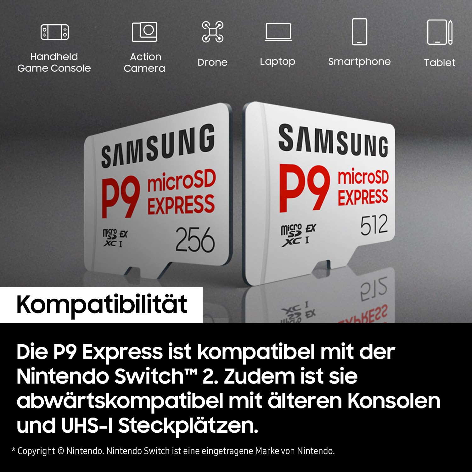 Samsung P9 Express microSD Express 512 GB, High-Speed Gaming Speicherkarte für Nintendo Switch 2, bis 800 MB/s Lesen, bis 310 MB/s Schreiben, Für 4K UHD Video, Konsolen und Kameras, MB-MK512T/WW 4