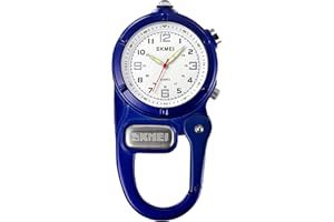 findtime Clip On Watch Pocket Carabiner Watches with Flashlight Second Hand Nursing Unisex Backpack Buckle Belt Portable Watch Use for Field Work Climbing Hiking Outdoor Activities Sports