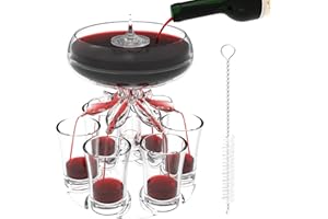ALEVMOOM 6 Shot Glasses Dispenser and Holder Glass Dispenser for Filling Liquids Beverage Cocktail, Wine and Juice Party Bar Game Asseceries(transparent)