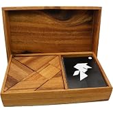 Logic Tangram Set with Play Cards Wooden Puzzle Game