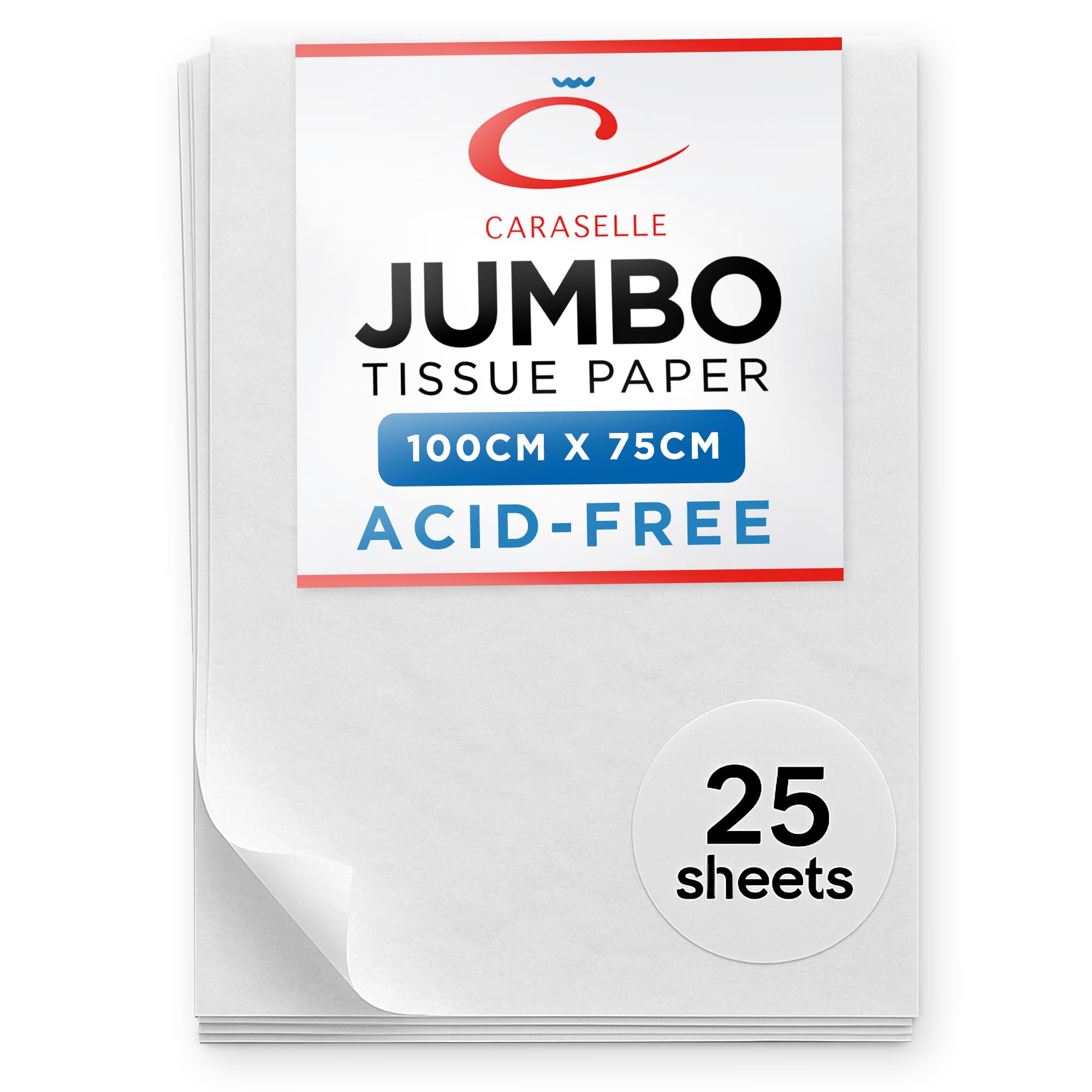 Caraselle Extra Large Tissue Paper - Jumbo Size 100x75cm - Versatile Sheet for Clothes, Art Collection, & Gift Wrapping - Acid-Free for Packaging - 25 Sheets