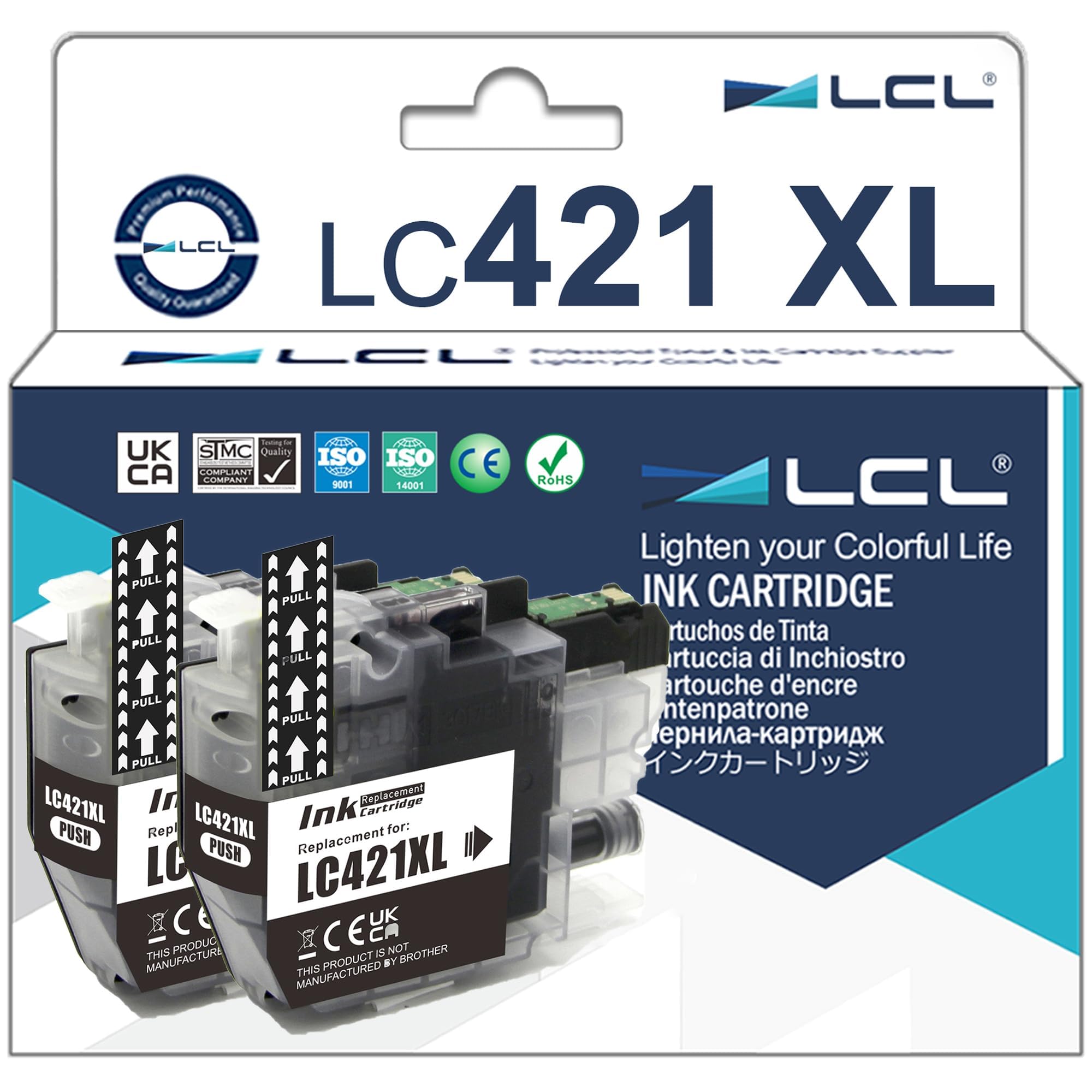LCL LC421 LC421XL Black High Capacity Ink Cartridge Replacement for Brother LC-421XL LC421XL LC421XLBK LC421BK Compatible with DCP-J1050DW DCP-J1140DW MFC-J1010DW (2 Pack)
