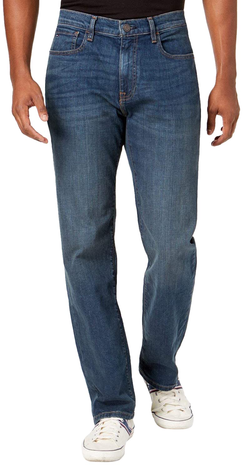 Tommy Hilfiger mens Thd Relaxed Fit Jeans, Dark Wash/Vintage, 38W x 34L US