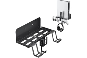Allnice PS5 Wall Mount, 5 IN 1 Playstation 5 Wall Mount (Disc and Digital Edition) Wall Bracket for Playstation 5 with Detachable Controller Holder & Headphone Hanger & Remote Control Bracket (Black)