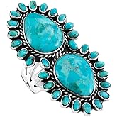 Turquoise Ring Sterling Silver 925 Genuine Gemstones Size 6 to 11