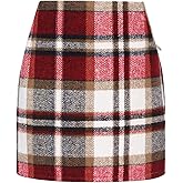 WIFFGO Womens Plaid Skirt 2026 Spring Dress Fall High Waisted Mini Wool Bodycon Pencil A line Dresses Outifts