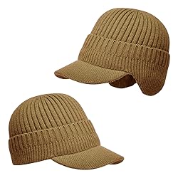 AkiiGer Men's Winter Hat with Brim, Warm Earflaps
