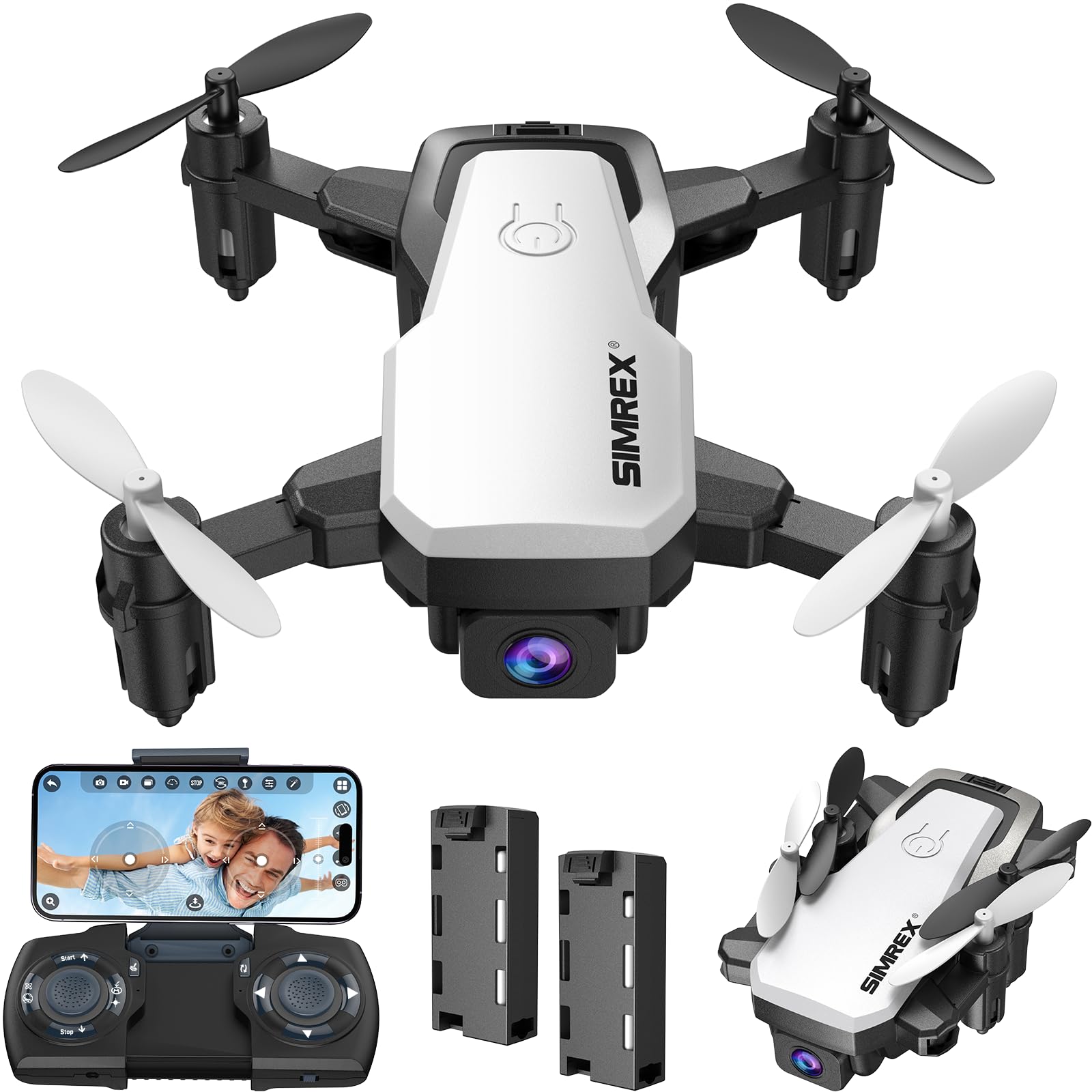 Photo 1 of SIMREX X300C Mini Drone with Camera 720P HD FPV, RC Quadcopter Foldable Drone With Altitude Hold, 3D Flip, Headless Mode, Gravity Control and 2 Batteries, Gifts for Kids, Adults, Beginner