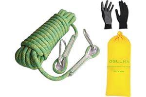 Dellna Outdoor Static Climbing Rope for Adults - High Strength Rope for Rock Climbing, Tree Climbing, Hiking, Arborist, Rescue & Camping - (10m/32ft, 20m/64ft, 30m/96ft)