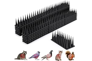 GSDOTZAP 12 Pack Plastic Bird Spikes for Outside, Fence Spikes Anti Climb Spikes for Pigeon Cat Racoon Squirrel, Outdoor Bird Scare Spikes to Keep Birds Away, Covers 17.1 Feet(5.2m), Black