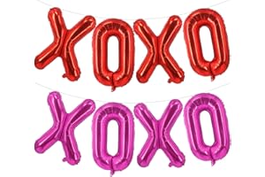 LOVOIR 16 Inch Red XOXO Pink XOXO Balloons, 6 Pcs Red XOXO Pink XOXO Letters Balloons Red Heart Valentine's DAY Balloons Banner for Valentine's DAY Wedding Ceremonies Party Decorations Red XOXO Pink XOXO