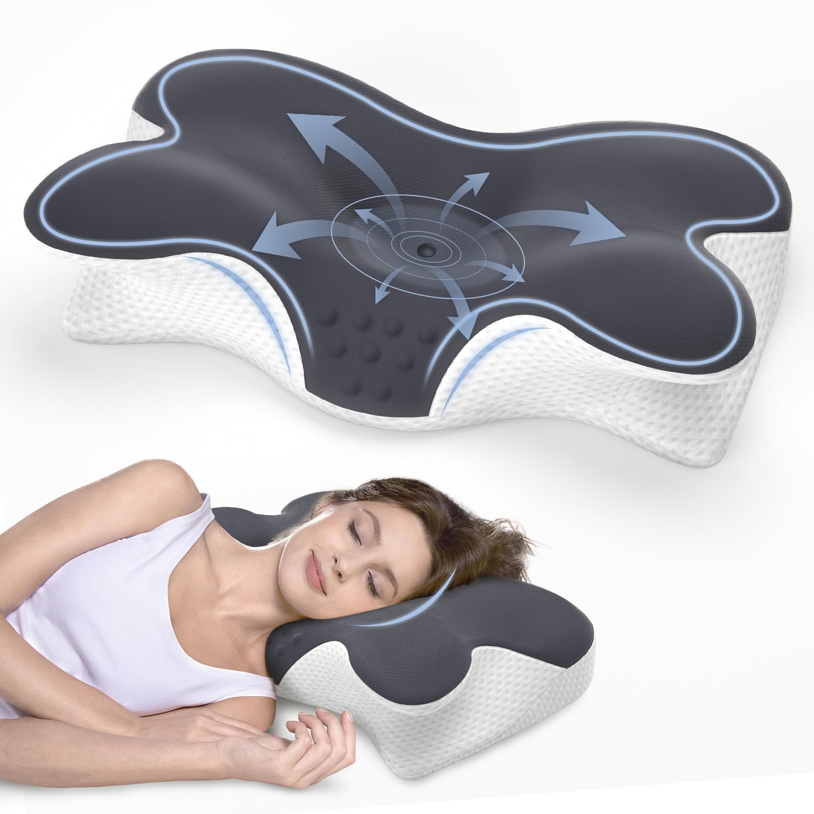 Photo 1 of (USED/FAIR) (BAGGED) Cervical Neck Pillow for Neck Pain Relief,Side Sleeper Pillow for Sleeping,Memory Foam Neck Support Ergonomic Pillow for Back Stomach Sleepers