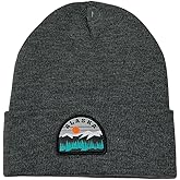 Alaska Beanie Knit Hat Grey Color Patch