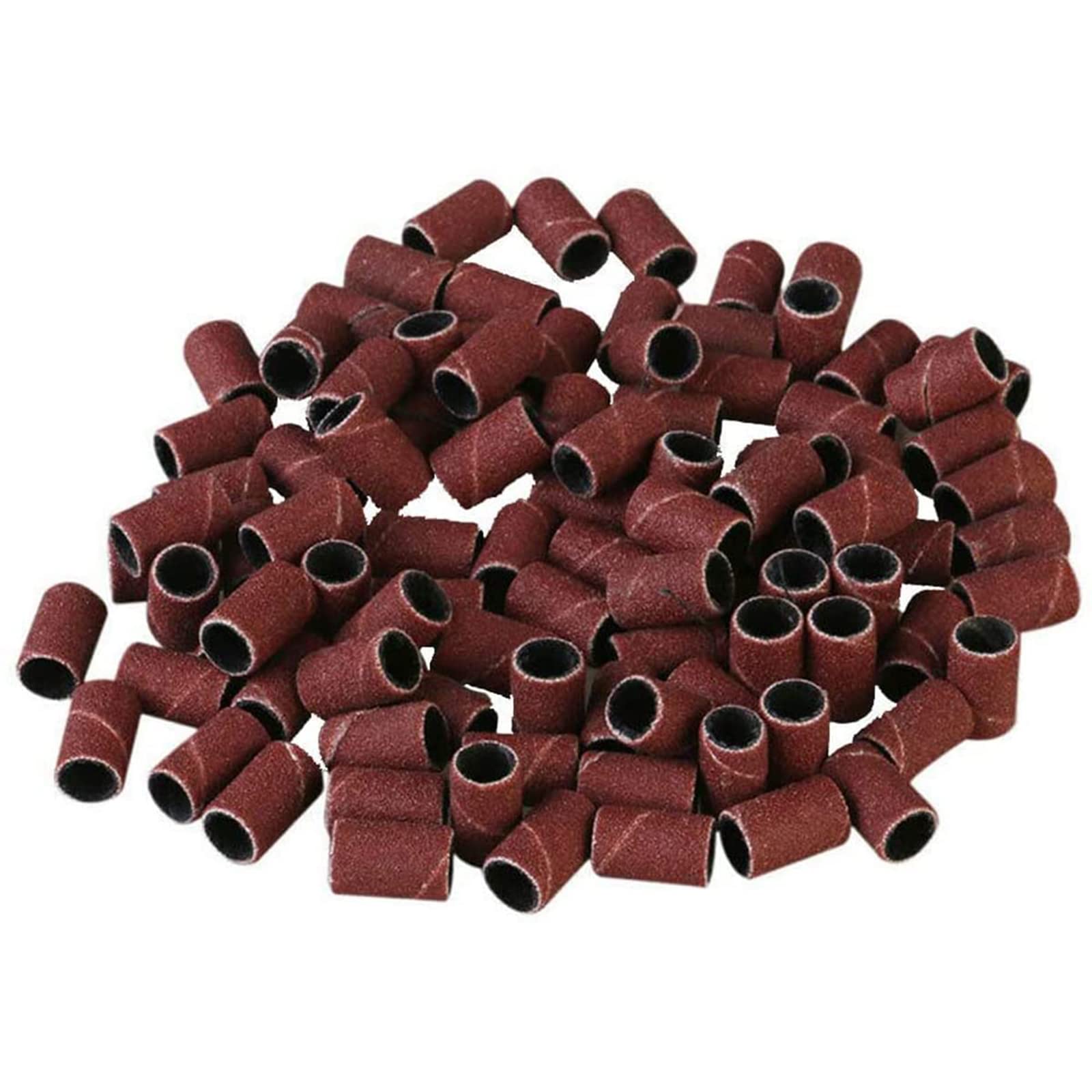 Boxonly 100 Pieces Sanding Bands Sleeves Drum Sander Set 80 Grits Sanding Drum Sand Bands Shank Rotary Tool Kit with 2 Mandrels