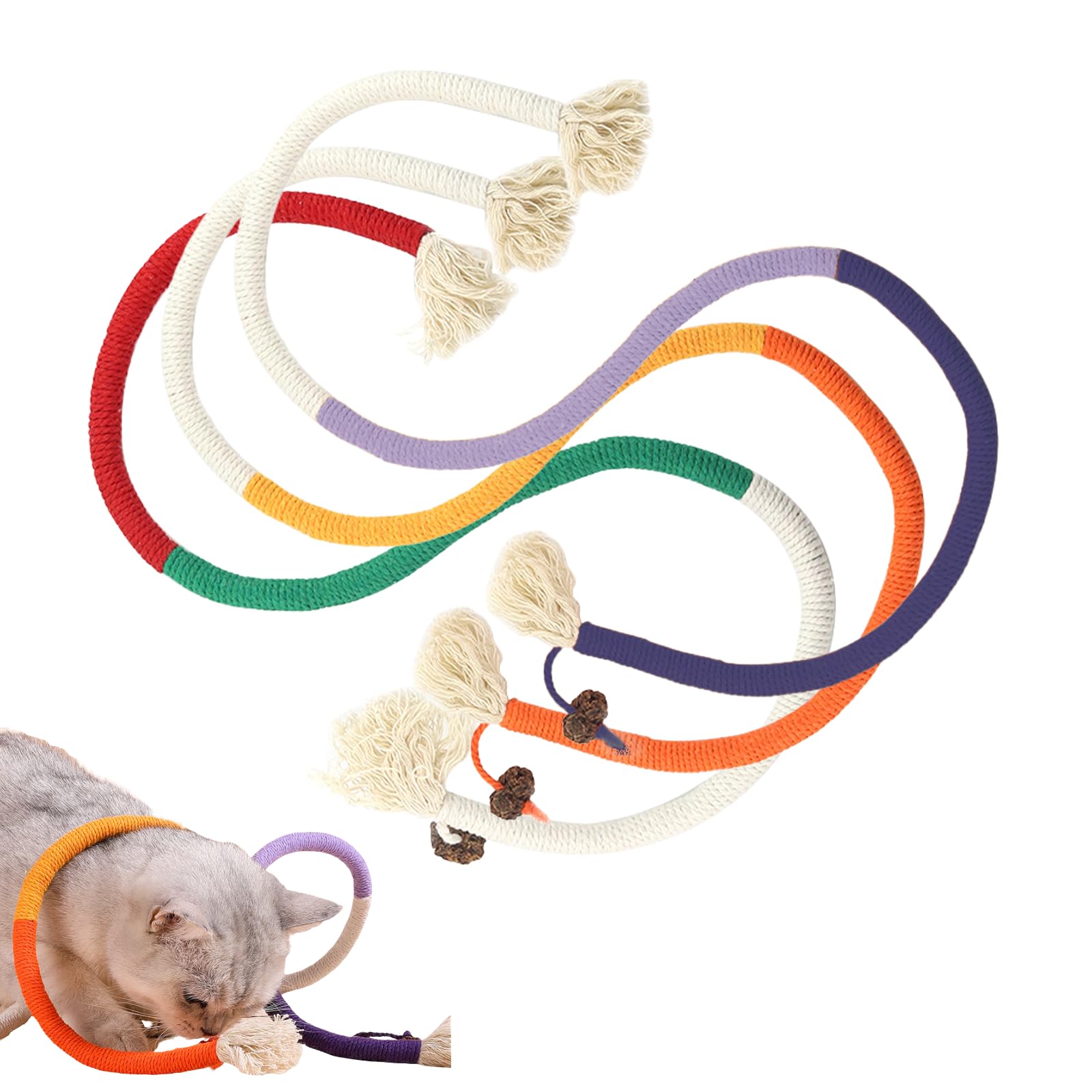 Acpetdr Sisal Rope Cat Toy, 3-Pack Anti-Bite Catnip Toy, Cat Chew Toy for Bored Indoor Cats, Safe Teeth Cleaning Cat Chew Toy, Interactive Cat Kick Toy for Indoor Cats, Kitten Toy 27 Inch All Breeds
