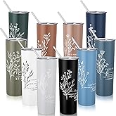 Patelai 10 Pcs Christian Valentine Gifts Spanish Christian Tumblers Bulk for Church Women Men, 20oz Bible Verse Cups with Lids and Straw Religious Coffee Mugs Sunday School Teachers