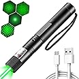 UNSKOAFDX Long Range Laser Pointer High Power - Green Laser Pointer Flashlight with Adjustable Focus for Night Astronomy, Outdoor Camping, Hunting, and Hiking - USB Charging