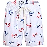 Pullonsy Men's Swim Trunks Quick Dry Board Shorts with Zip Pockets Beach Swimwear Bathing Suits