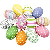 12pcs New Colorful Paper Mache Foam Egg Hanging Ornaments Easter Tree Christmas Decoration