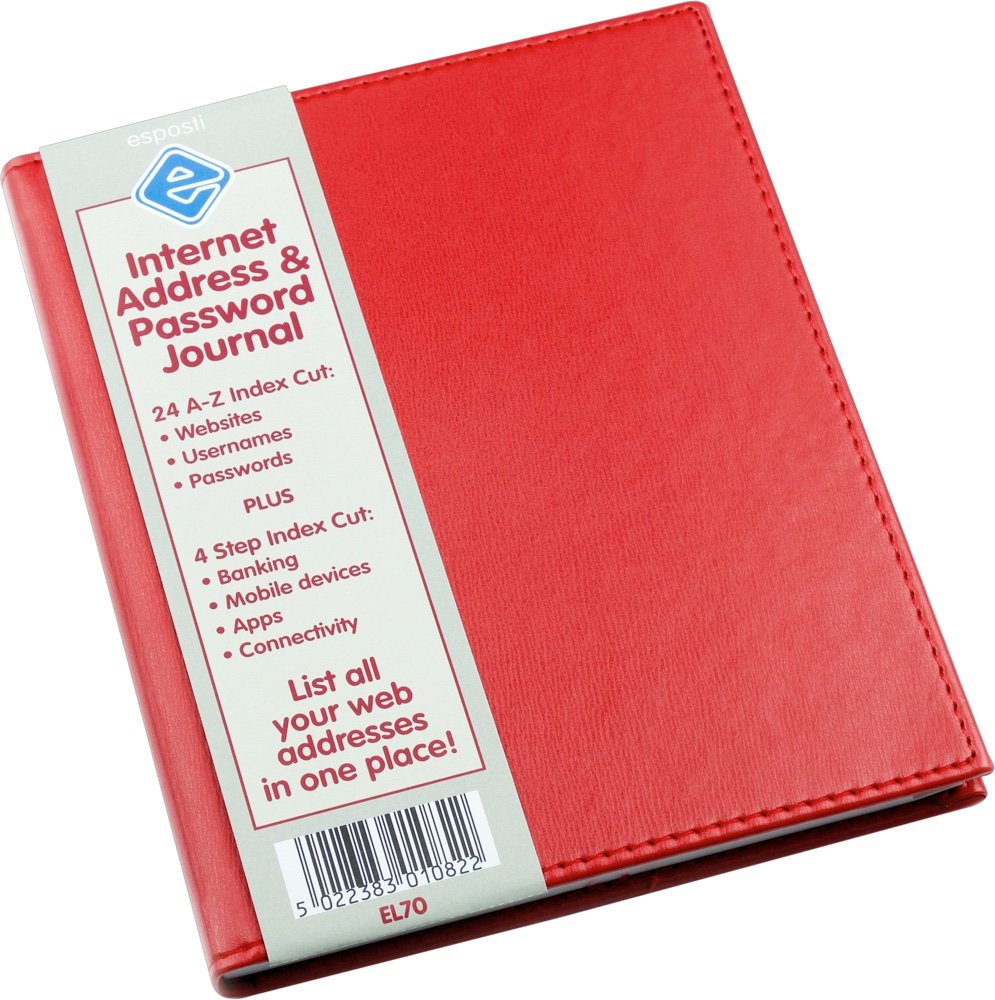 Internet Address & Password Journal Book | PU Leather | Red | 145 x 178mm
