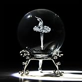 3D Laser Engraved Ballerina Dancing Crystal Ball Paperweight Gift For Women | 60mm(2.36inch), Elegant Ballet Dancer Girl Figurine Glass Sphere Decorarive Ball Home Art Decor