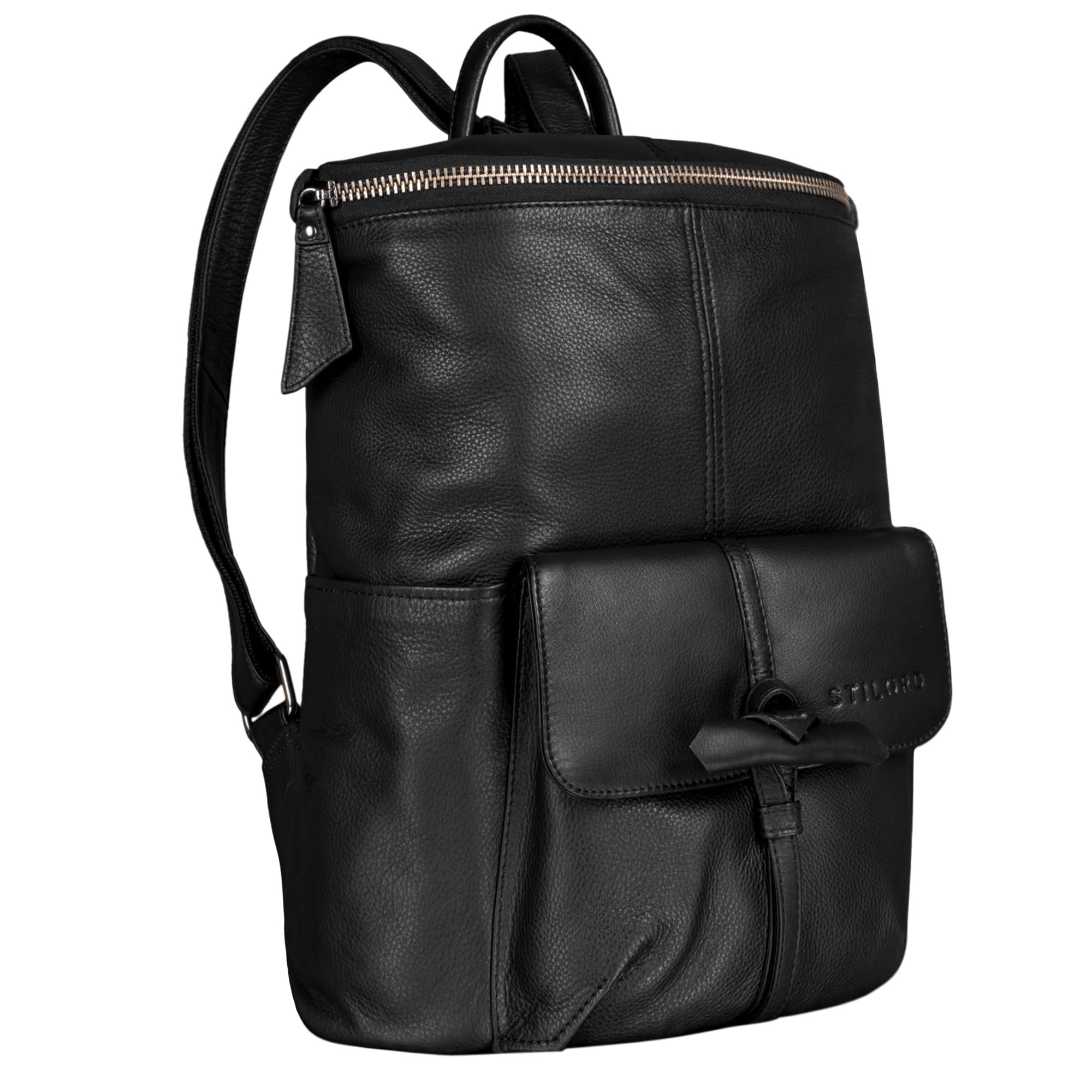 STILORD "Fernandez" Vintage Backpack Leather Large Men Women Business Office for 13.3 inch MacBooks Genuine Leather Colour:Black