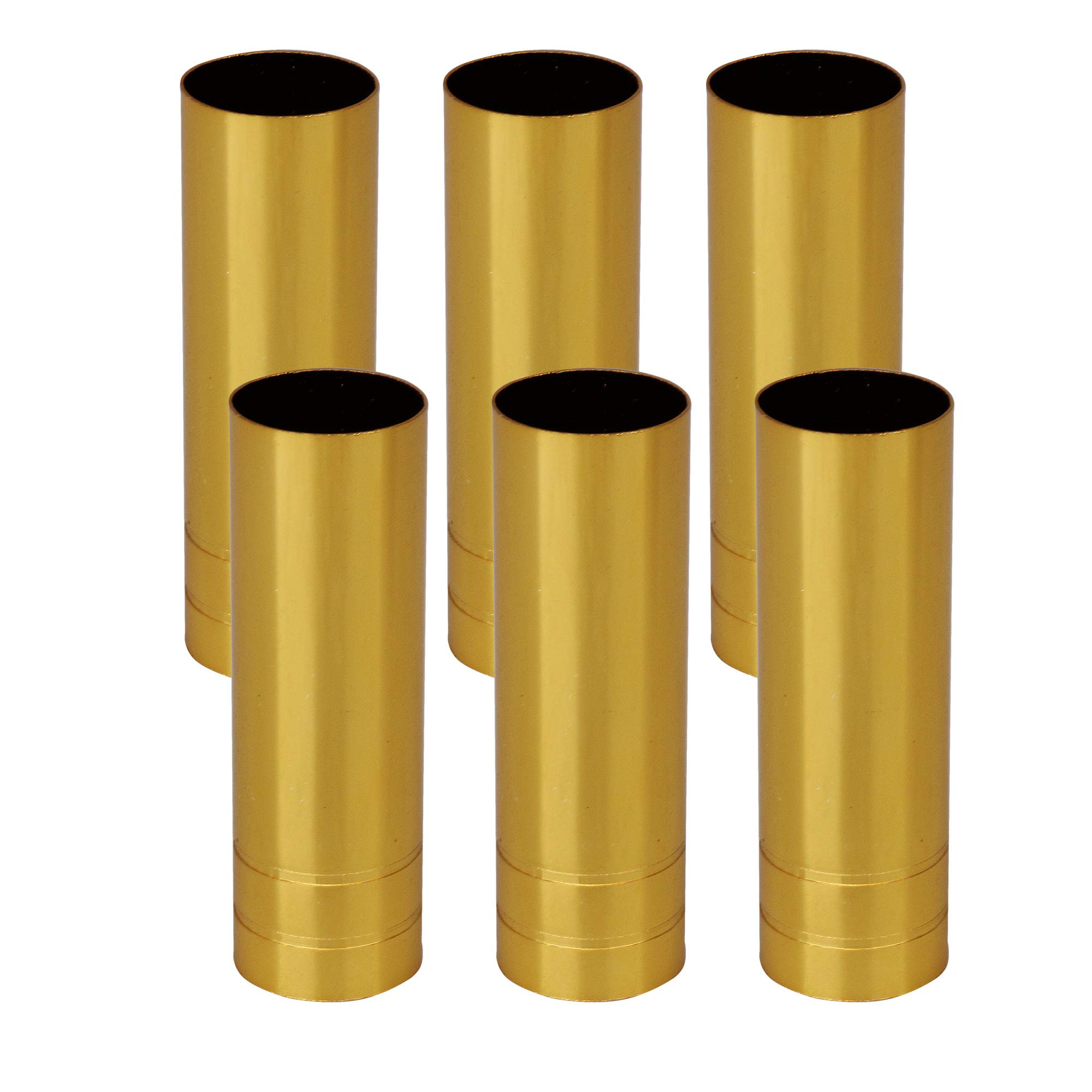 Yibuy 6PCS Gold Two Line Chandelier Candle Cover Sleeve 80mm Long 25mm Dia
