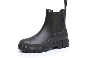 Drecage Womens Rain Boots Waterproof Rubber Garden Shoes Short Ankle Chelsea Boots Slip-Resistant