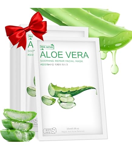 Amazon.com : Calming Moisturizing Face Mask Sheet - Nature Republic Real Nature  Aloe Extract Natural-Derived Cellulose Sheet Long Lasting Healing Troubled  Dry Skin 10pcs x 23ml/0.77fl.oz : Beauty & Personal Care