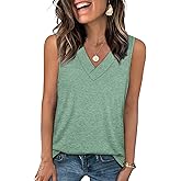 WIHOLL Tank Tops for Women Summer V Neck T Shirts Trendy Sleeveless Basic Tee Loose Fit 2026 Fashion