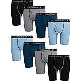 AND1 Boys Boxer Briefs - 8 Pack Performance Long Leg Boys Underwear Boxers with Functional Fly Pouch, 6" Inseam (Size: 6-18)