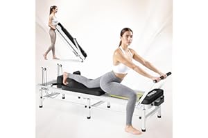 GOIMU Pilates Reformer, 91" Foldable Reformer Pilates Machine with High & Low Mode, 3 in 1 Pilates Equipment for Home Use with Springs & Cords and Jumpboard
