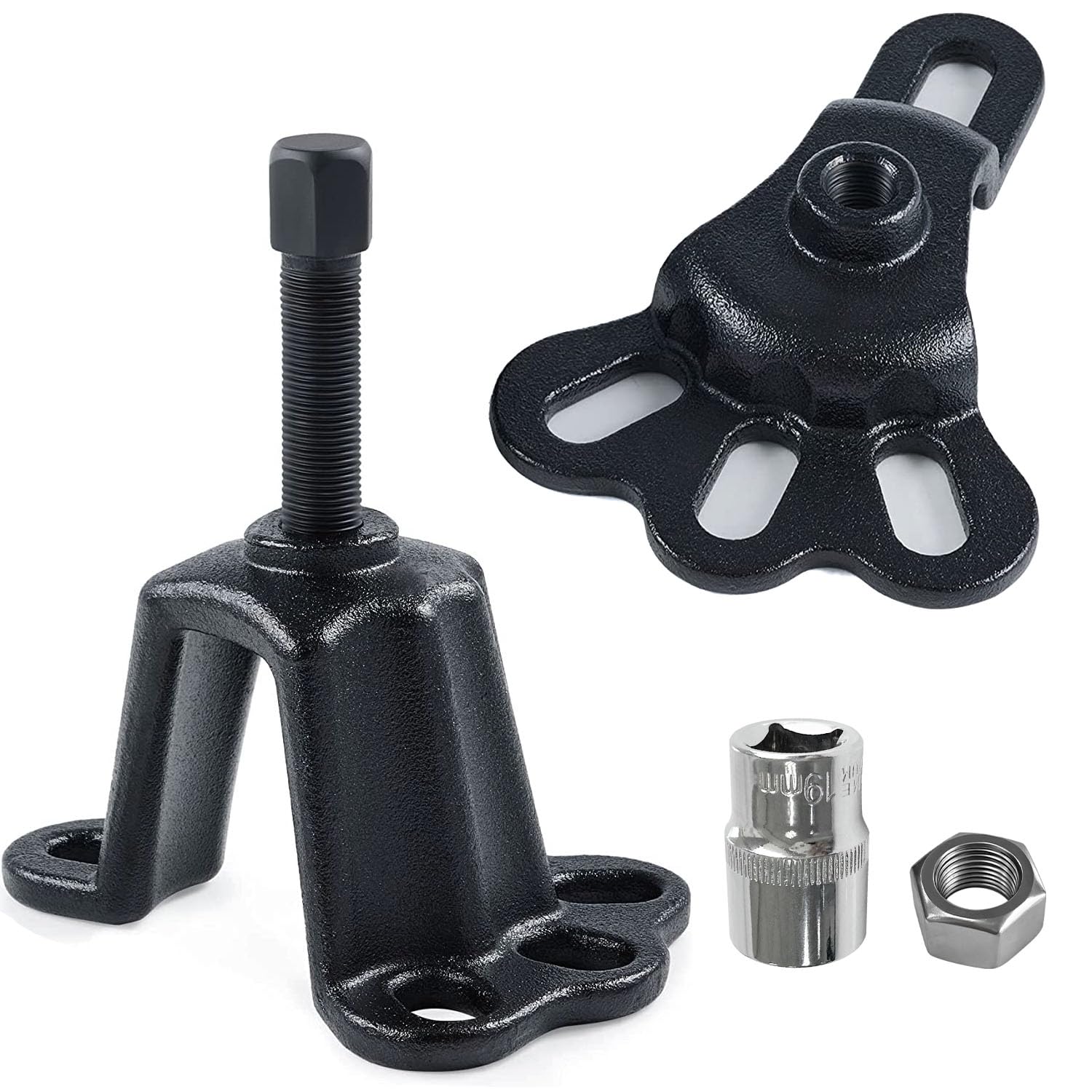 Photo 1 of Universal Front Wheel Bearing Puller(Max 4-5/8") & Rear Axle Puller(Max 5-2/3") Set, 2 Pack Flange Type Wheel Hub Axle Remover Tools Kit with Forcing Bolt and Socket (Thread 5/8" *18)