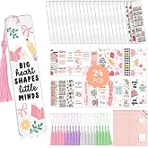 24 Set Bookmark Making Kit, Acrylic Bookmark Blanks with 24 UV DTF Stickers About Booklover Theme and 24Tassels,Blank Bookmarks UV DTF Transfers Stickers for DIY Crafts Hanging Tag Gift Bookmarks DIY