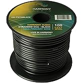 Harmony Audio HA-PW16BLACK Primary Single Conductor 16 Gauge Black Power or Ground Wire Roll 100 Feet Cable for Car Audio/Trailer/Model Train/Remote