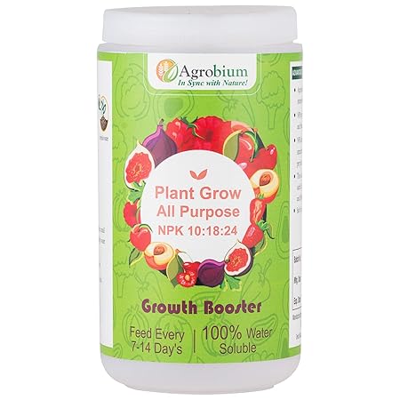 AGROBIUM Growth Booster with Nitrogen Phosphorus and Potassium (10:18:24) Water Soluble NPK Multi-Purpose Fertilizer Root Growth for all Indoor and Outdoor Plants -1 Kg