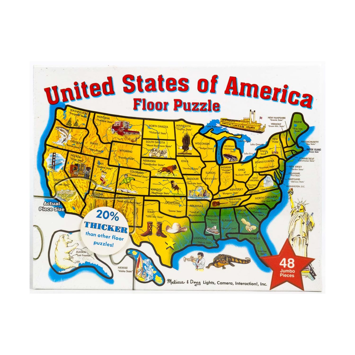 48-piece Deluxe United States Map Cardboard Floor Puzzle