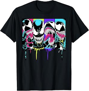 Marvel Venom Colorful Dripping Comic Panel T-Shirt Small