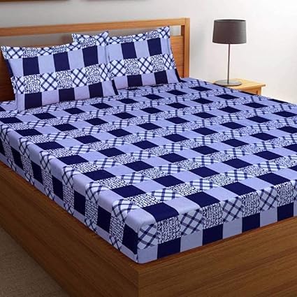 Yatinfab Cotton Double bedsheet 140 tc for Double bedsheet (228x254) with 2 Pillow Cover(43x68) Multicolor
