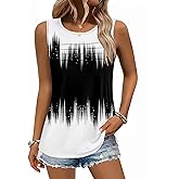 Zeagoo Womens Summer Tank Tops Sleeveless Loose Fit Tunic Blouses Dressy Casual Pleated Front Scoop Neck Boho Shirts