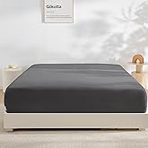 GOKOTTA Fitted Sheet Only - 16 Inch Pocket Bamboo Rayon Fitted Sheet, Super Soft and Cooling Bottom Sheet with 4 Elastic Corner Straps(Dark Grey, King Size)