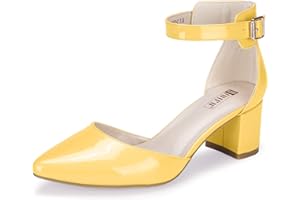 IDIFU Women's IN2 Pedazo Dress Shoes Low Block Heels Comfortable Chunky Closed Toe Ankle Strap Wedding Pumps